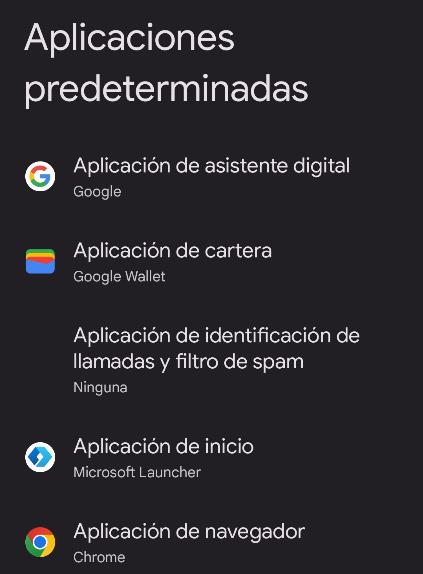 Aplicaciones predeterminadas